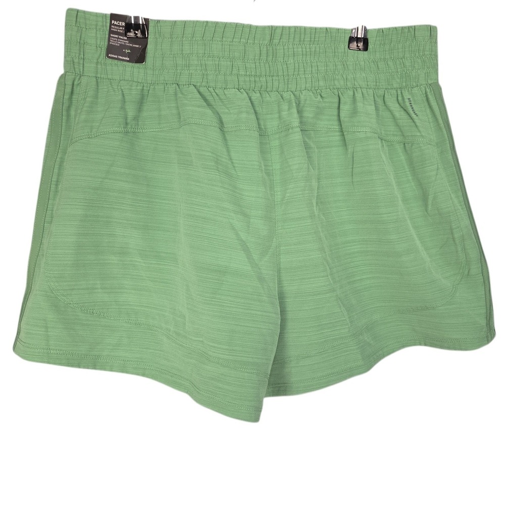 Adidas Womens Pacer High Rise Training Shorts XL 3" Inseam Green Lightweight New - Picture 2 of 9